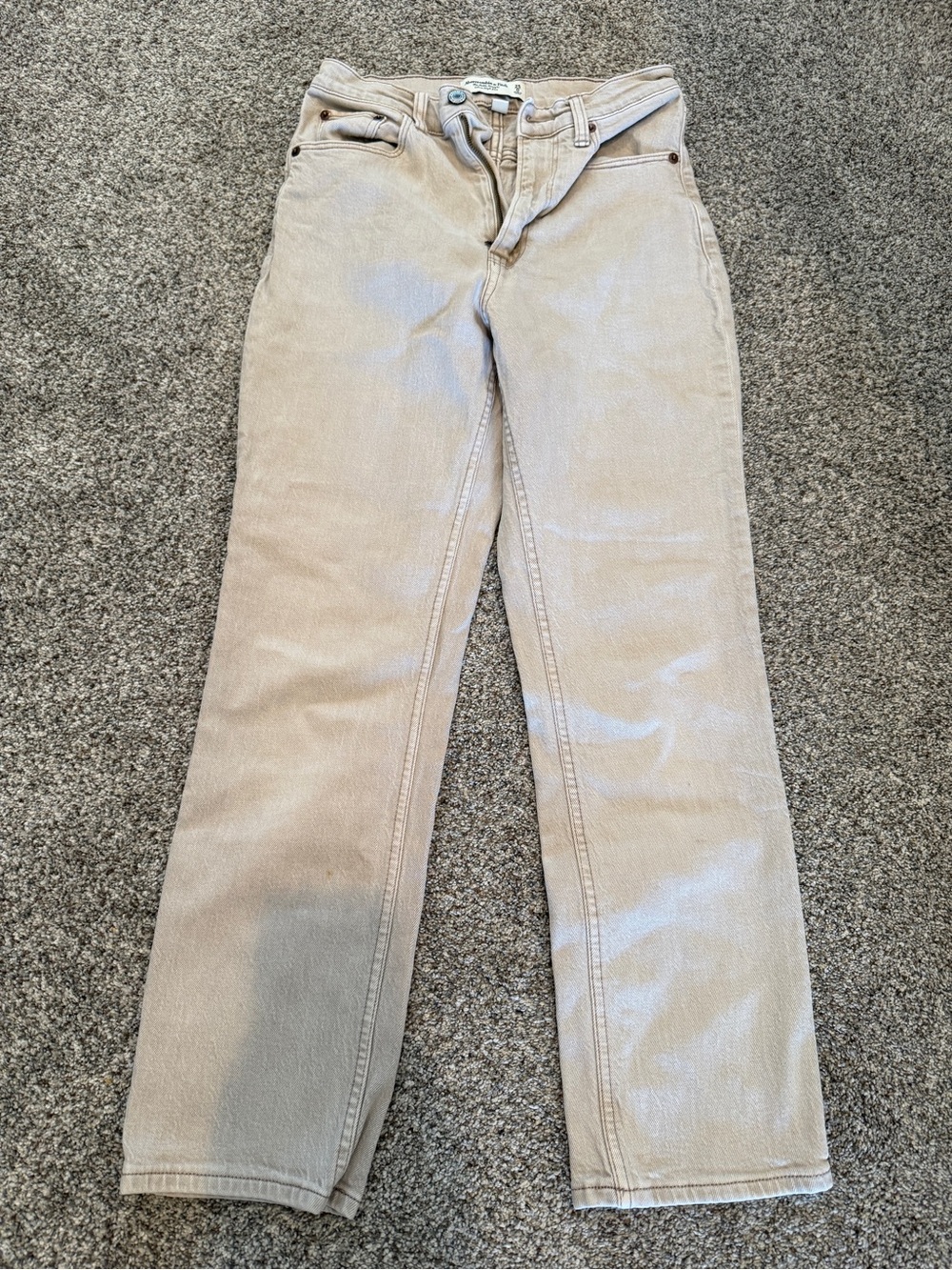 Abercrombie & Fitch Ankle Straight Beige Women’s Straight-Leg Jeans